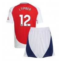 Arsenal Jurrien Timber #12 Domáci Detský futbalový dres 2024-25 Krátky Rukáv (+ trenírky)